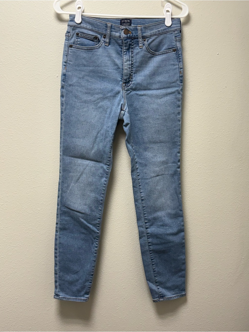 J.CREW Women’s Mid Rise Skinny Light Wash Blue Denim Jeans Pockets Size 29